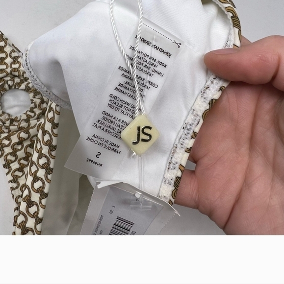 Jonathan Simkhai chain print ring shoulder bikini top small NWT - Picture 5 of 9